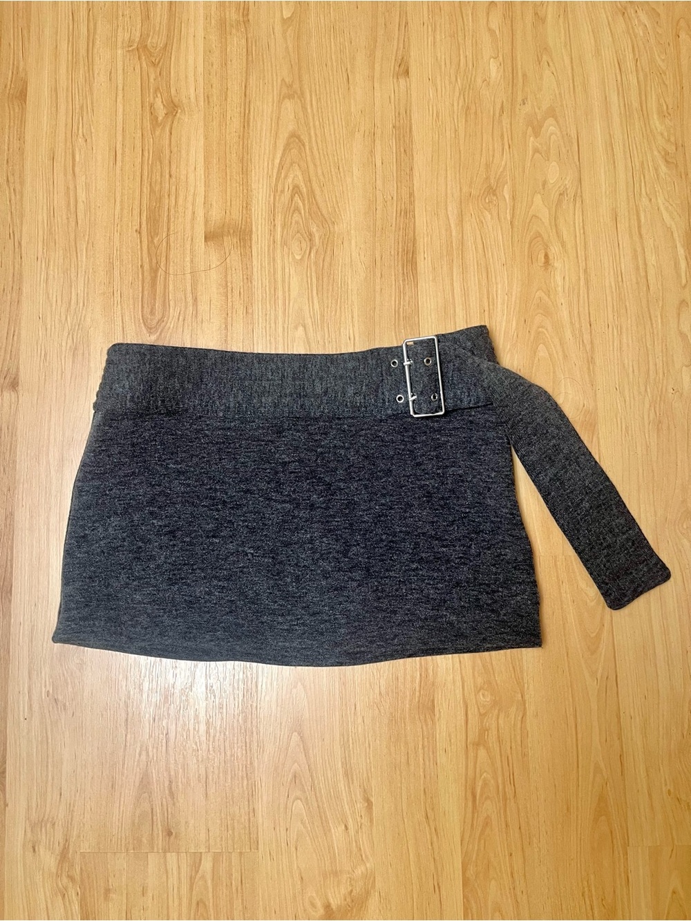 Dark Grey Mini Skirt with Belt.